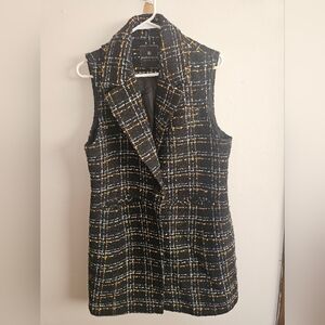 Bagatelle Black and Yellow Tweed Longline Vest